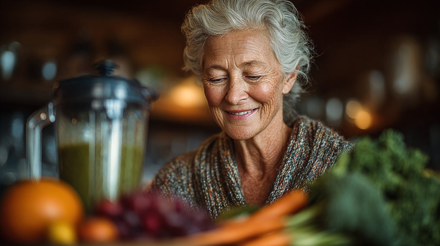 Adultos mayores disfrutando comida saludable